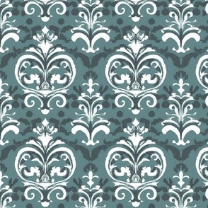 Victorian Woodblock Damask on Muted Teal