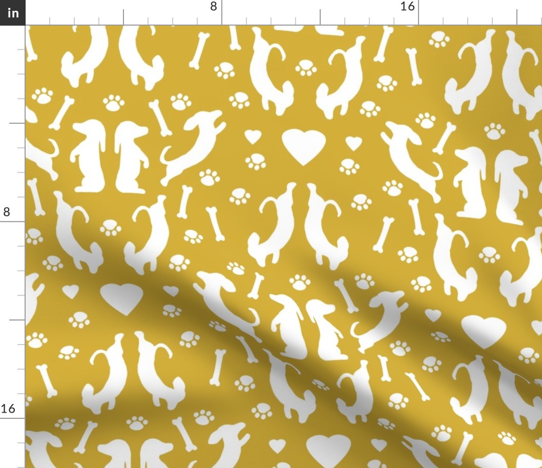 Dachshund Damask Dark Gold