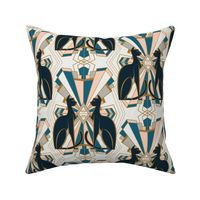 ART DECO CATS in TEAL(small)