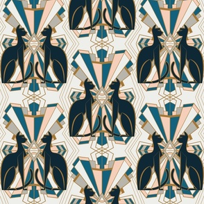 ART DECO CATS in TEAL(small)