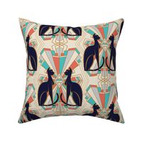 ART DECO CATS in TURQUOISE (small)