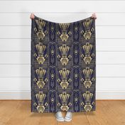 1920s Luxury Art Deco Large Scale - Navy Blue and Gold