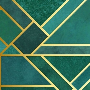 art deco wallpaper-teal with gold - large