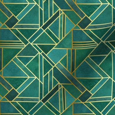 art deco wallpaper-teal with gold - small