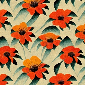 Vintage - retro flower seventies floral pattern
