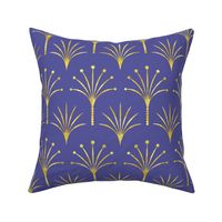 Art Deco very peri purple thin gold fan palms