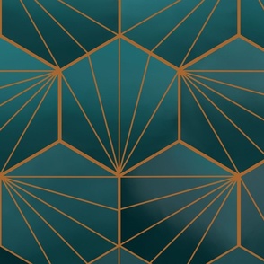 Gilded Emerald Art Deco Hexagons