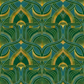 Art Deco 1920 Wallpaper. Architecture. Viridian. Small