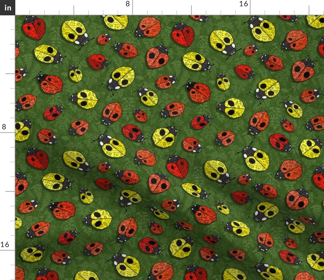 Ladybug Love on Avocado Green (small scale) 