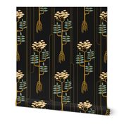 Art Deco Tansy -Large - Black, Gold, Green, Beige