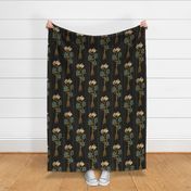 Art Deco Tansy -Large - Black, Gold, Green, Beige