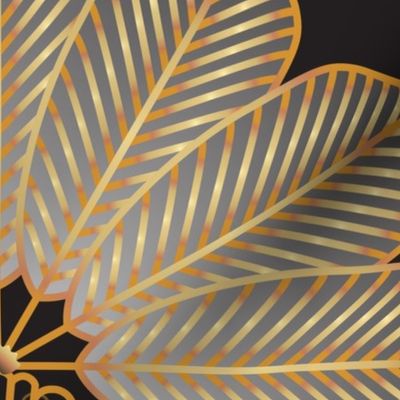 Art deco palm tree - gold and silver