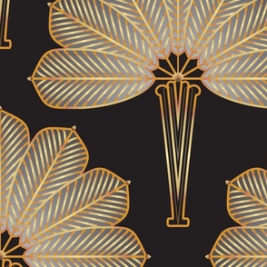Art deco palm tree - gold and silver