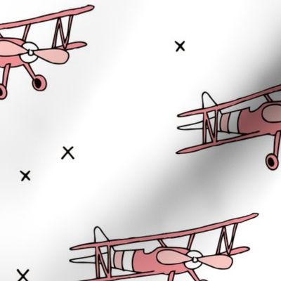 Cool airplane - vintage plane toy illustration kids toy girls pink LARGE
