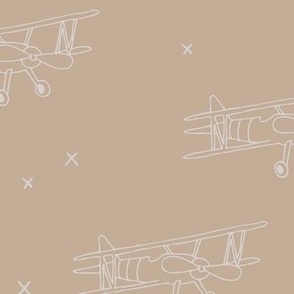 Cool airplane - minimalist vintage plane toy illustration kids toy neutral gray nude LARGE