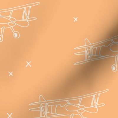 Cool airplane - minimalist vintage plane toy illustration kids toy orange mango girls LARGE