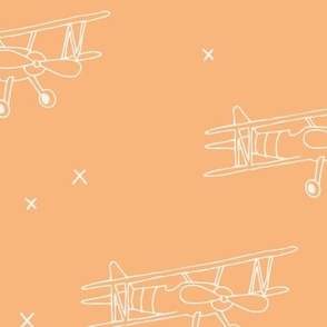 Cool airplane - minimalist vintage plane toy illustration kids toy orange mango girls LARGE
