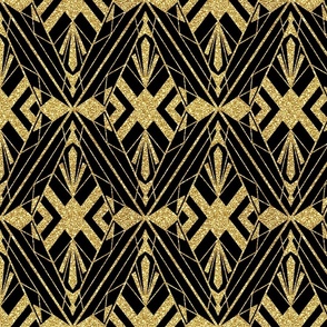 Geometric art deco gold on black