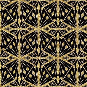 Peacock feathers art deco | Gold on black 