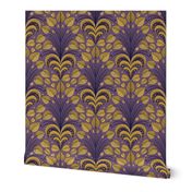 moody purple and yellow |  1920's style wallpaper | Art deco | Art nouveau | Botanical | Home decor