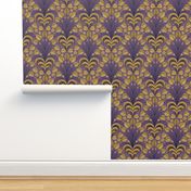 moody purple and yellow |  1920's style wallpaper | Art deco | Art nouveau | Botanical | Home decor