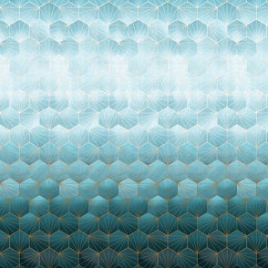 Gilded Teal Textured Hexagons - Small