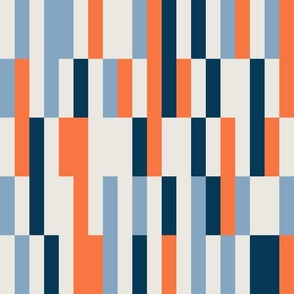 Bauhaus Geometric Abstract Shapes | Navy and Orange
