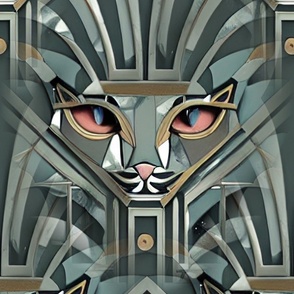 cat art deco grey