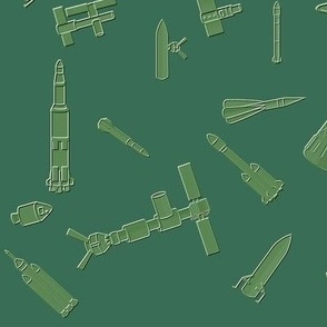 Random Rockets, Space stations, and Spaceships in greens