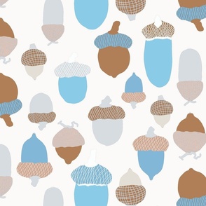 Acorns in White and Blue