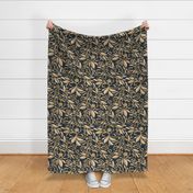 Opulence Floral - Black and Gold - Large Scale