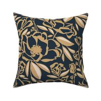 Opulence Floral - Black and Gold - Large Scale