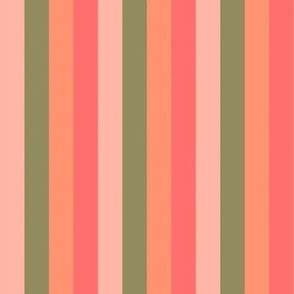 Stripes in orange, pink and green