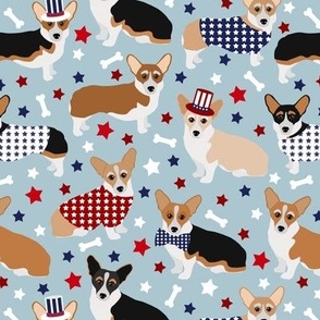 Patriotic Corgi Light Blue