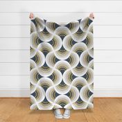 Art deco scallop elegance // large jumbo scale // grey geometric shapes golden textured lines