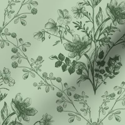 Vintage Floral Sage Green