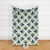 Large jumbo scale // Art deco scallop elegance // teal geometric shapes golden textured lines