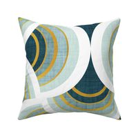 Large jumbo scale // Art deco scallop elegance // teal geometric shapes golden textured lines