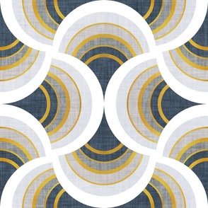 Normal scale // Art deco scallop elegance // grey geometric shapes golden textured lines