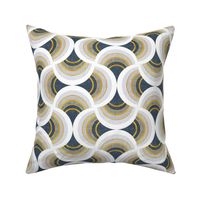 Small scale // Art deco scallop elegance // grey geometric shapes golden textured lines