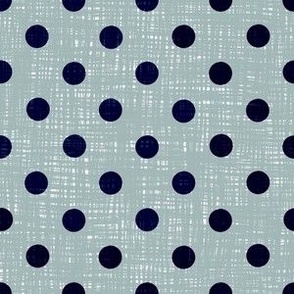 Euphoric Spring textured polka dots on loosely woven textured background Dark blue spots and cyan grey weave small