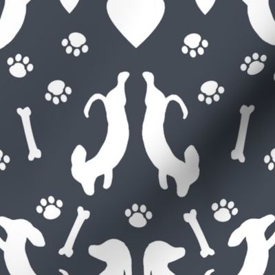 Dachshund Damask Mysterious Gray Silhouette