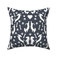 Dachshund Damask Mysterious Gray Silhouette