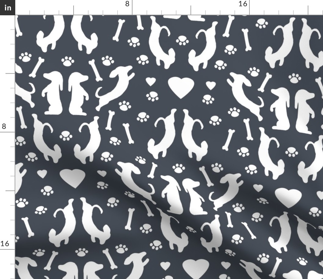 Dachshund Damask Mysterious Gray Silhouette