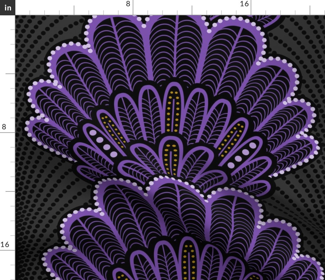1920s fan artdeco purple and black