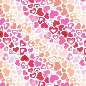 Valentine rainbow hearts - bright gradients retro heart shaped love design in peach pink red