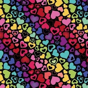 Valentine rainbow hearts - bright gradients retro heart shaped love design in lgbtq pride colors
