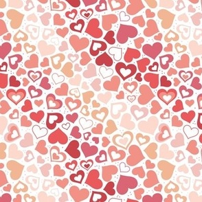 Valentine rainbow hearts - bright gradients retro heart shaped love design in vintage red blush beige seventies palette