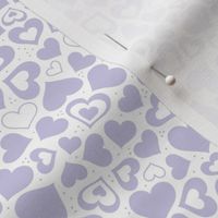 Valentine rainbow hearts -  retro boho heart shaped love design in lilac purple on white spring nineties palette