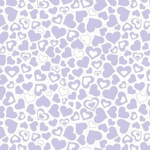 Valentine rainbow hearts -  retro boho heart shaped love design in lilac purple on white spring nineties palette